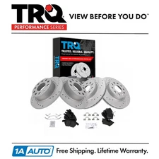 TRQ Front & Rear Ceramic Brake Pad & Performance Rotor Kit for 2011 Audi A3