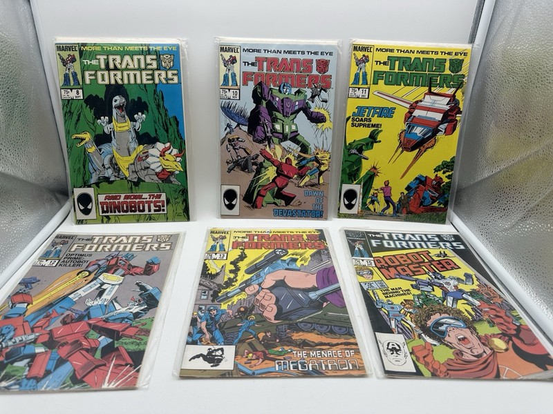 Vintage Lot Of 6 80’S Transformers Marvel Comic Key 8, 10, 11, 12, 13, 15