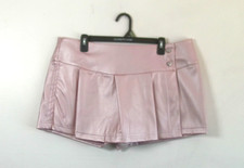 Celebrity Pink Pleated PU Leather Skort Women...