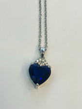 Silberfarbene Halskette Ankerkette mit blauem...