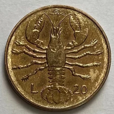 San Marino 20 Lire 1974 - Shrimp - Uncirculated