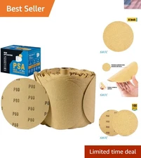 100 PCS 80 Grit Sandpaper Discs - 6 Inch Self-Stick for Wood and Automotive