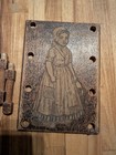 Antique Flemish Pyrography Wood Wall Plaque Girl W Pegs Hanging — photo 6