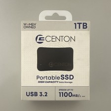 Centon PortableSSD 1TB Portable External SSD USB 3.2 USB-C 1100MB/s Black