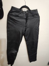 Vtg Women s Hugo Buscati Collection Black Leather Pants Side Zipper Size 8