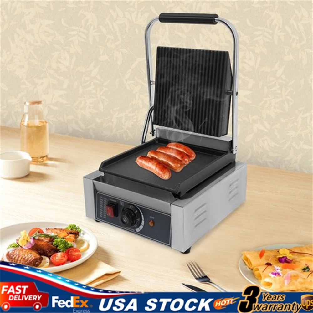 Commercial Panini Press Grill Electric Sandwich Maker Griddle Plate 8"x9" 1800W
Opens in a new windo