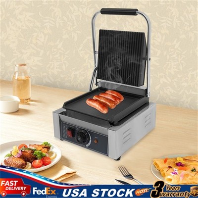 Commercial Panini Press Grill Electric Sandwich Maker Griddle Plate 8''x9'' 1800W