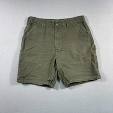 Carhartt Carpenter Shorts Mens 34 Green Olive B25 MOS Duck Canvas Work Vintage