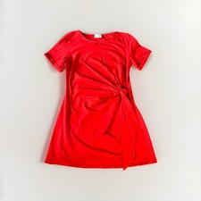 Sezane Paris Short-sleeved Mini Dress With Bow Tie Size XL Red New