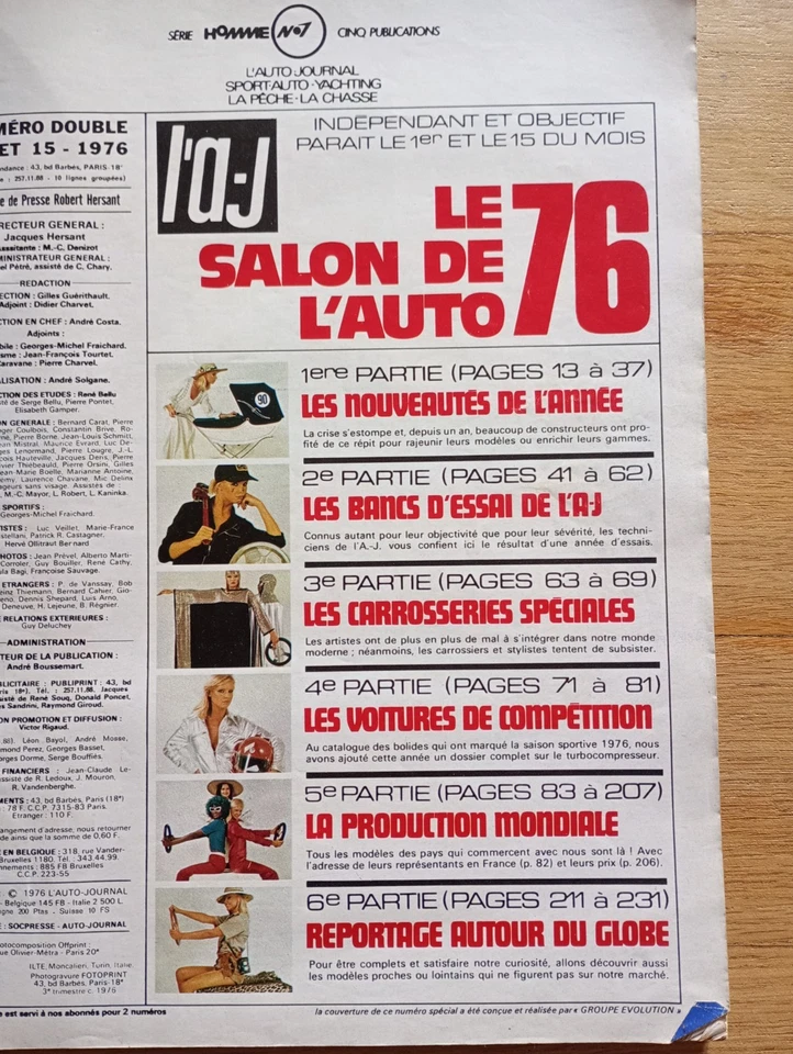 AN69 AUTO JOURNAL 1976 HORS SERIE SPECIAL SALON VOITURES - Photo 2/3