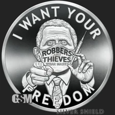 2020 1OZ Fauci Fear Proof Silver Shield Micro-Mintage "Virus19 Lockdown PsyOp"