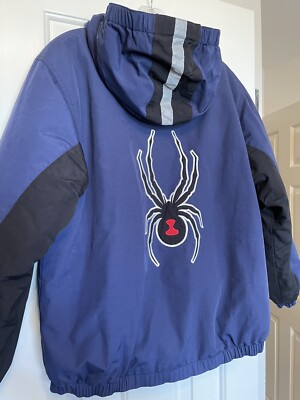 SPYDER Kids Ski Snowboard Jacket Blue Boys size 14 Unisex Black 