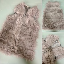 Vera & Lucy Womren's Grey Plush Faux Fur Sleeveless Gilet Teddy Boho Jacket Xs