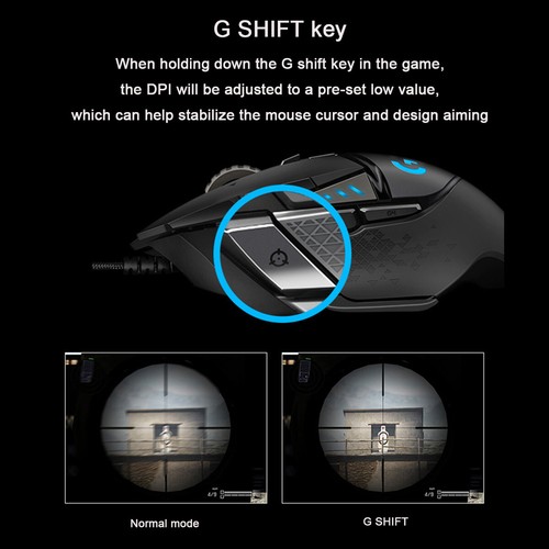 Logitech G502 HERO Adjustable Gaming Mouse - Wired Optical for Precision Gaming - Picture 8 of 16