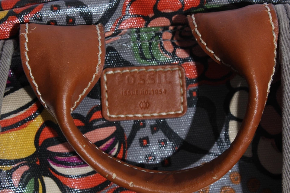 Mochila/bolso de computadora grande Keyper floral gris fósil de cuero sintético Foto 4 de 4