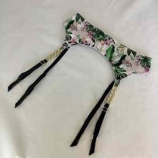 NEW Victoria's Secret Very Sexy Green Tropical Chain Suspender Belt - Size XS/S