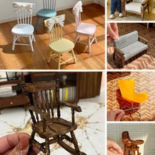 Miniature Dollhouse Chairs Table - New DIY Miniatures Decor Accessories Wood