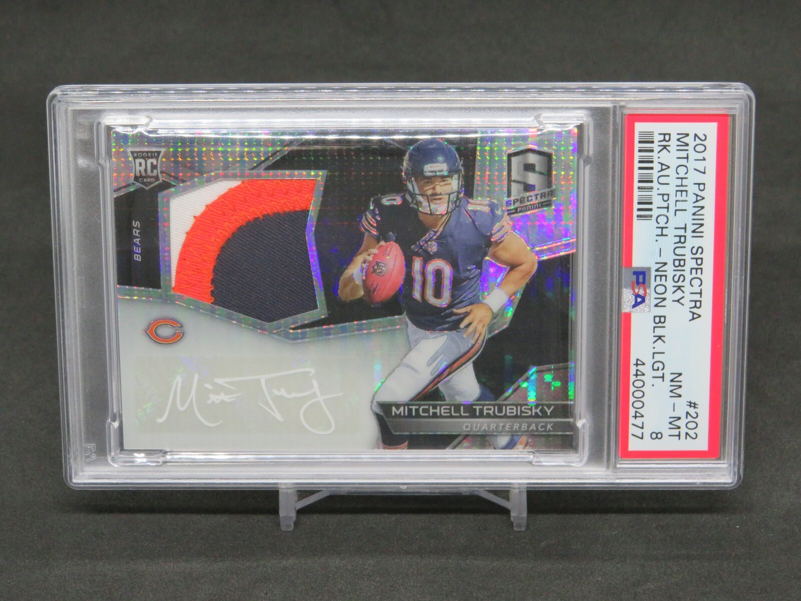 Mitchell Trubisky Panini Spectra #202 Autograph Patch-Neon Black Light