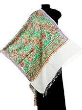 Kashmir Embroidered Floral 100 Pure Wool 28"X80" Traditional Ari Embroidery
