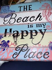 “the Beach Is My Happy Place” Wooden Plaque by smart living