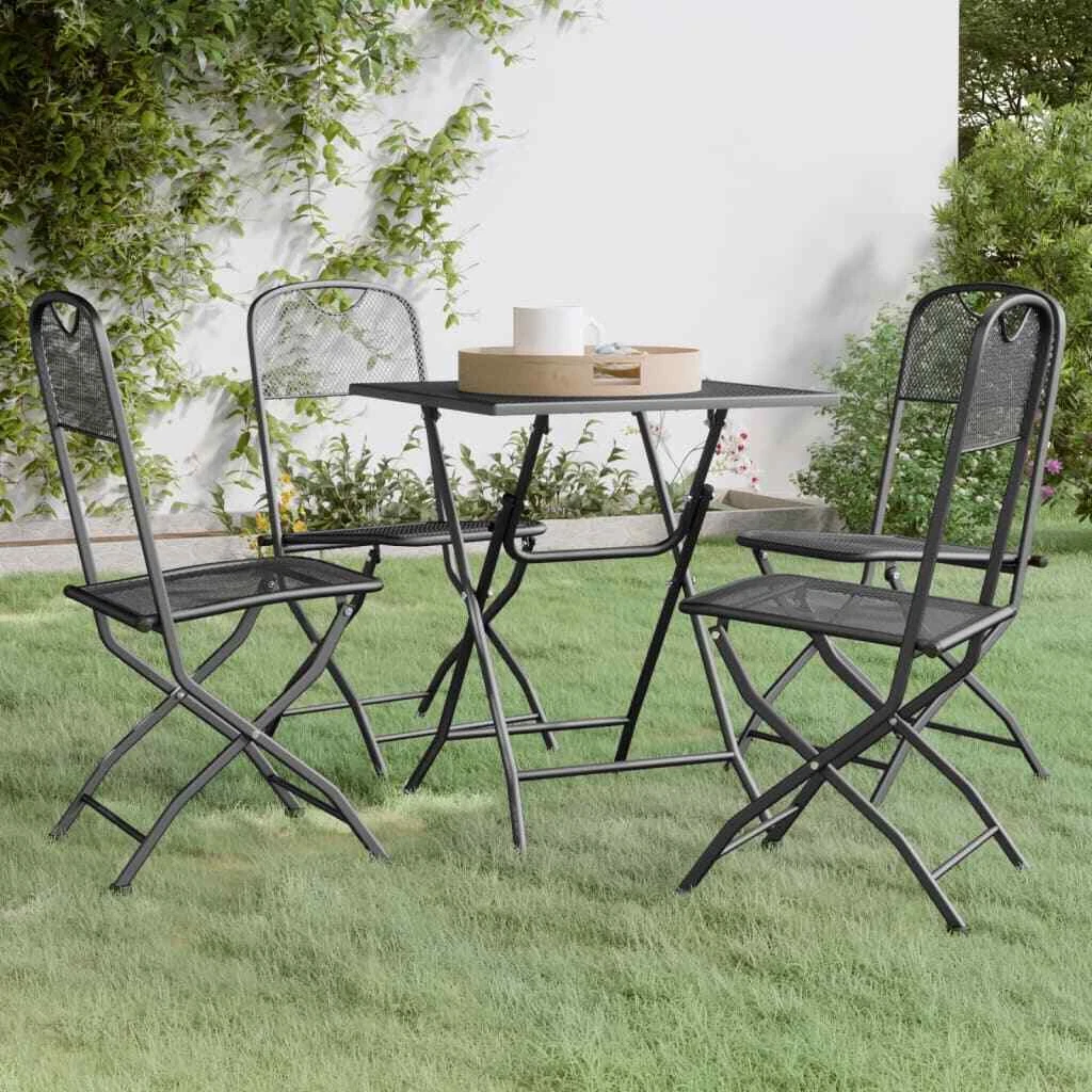 5 Piece Patio Dining Set Expanded Metal Mesh Anthracite eBay
