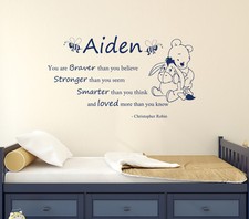 Personalized Name Wall Decal For Boy Winnie the Pooh Decal Quote Decor aa297