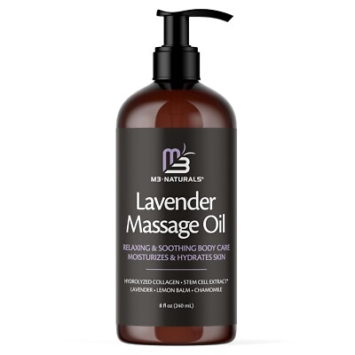 Lavender Massage Oil with Collagen and Stem Cells, Skin Tightening Therapy, 18oz