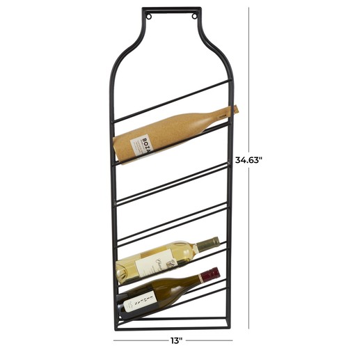 1Piece Black Metal Minimalistic Bottle Shaped 6 Bottle Wall Wine Rack