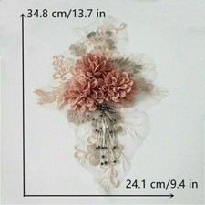 Bestickt Blumenmuster Patch Applikation Perlen Spitze für Hochzeit Kleid Kostüm