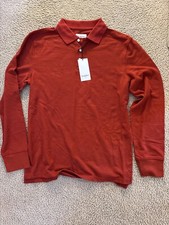 Goodfellow Mens Long Sleeve Rugby Polo Shirt XL Rust Red NEW