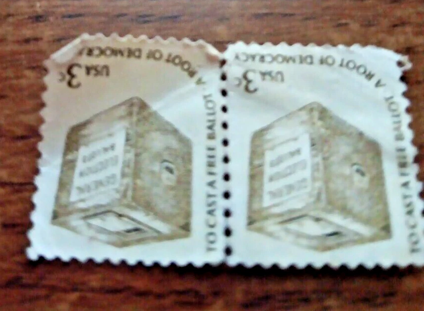 3-Cent Stamps- To Cast a Free Ballot.  A Root of Democracy- 2pc. Not Used. - Image 4 of 4