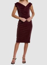390 Black Halo Women's Red Sleeveless Draped Sheath Dress Size 4