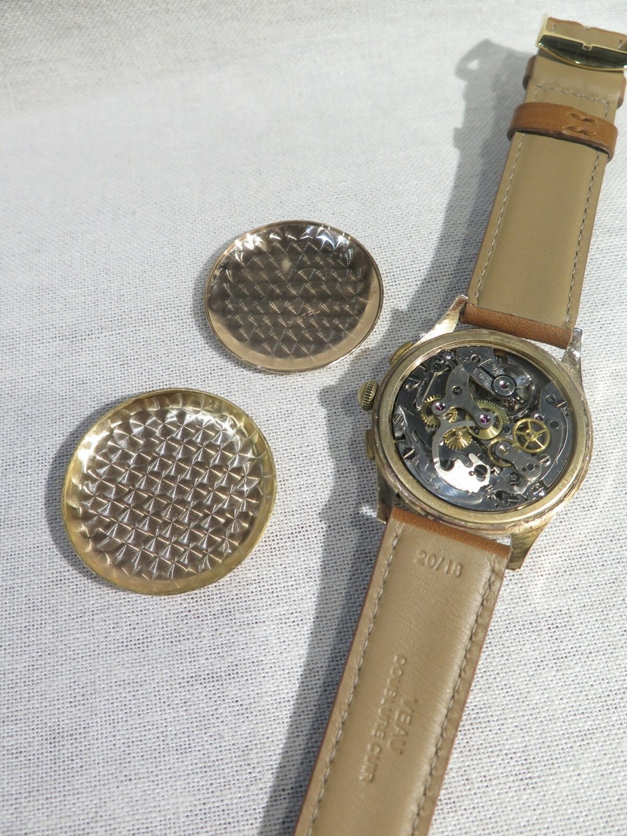 FAVOR ANCIENNE MONTRE BRACELET HOMME OR 18 Carats CHRONOGRAPHE