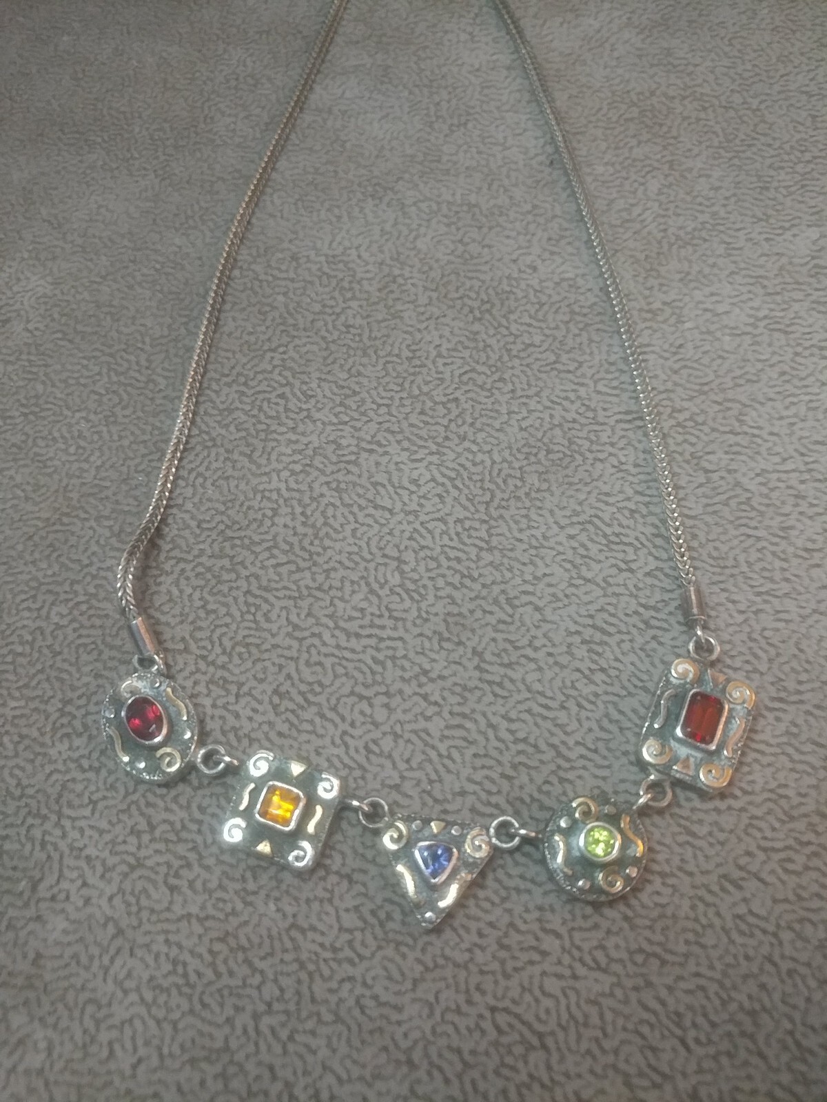 OOAK Artisan Multi Colored Gemstone Sterling Silv… - image 4