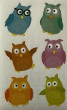 CHUBBY OWL Stickers(6pc)Mrs. Grossman's•Bird•Colorful•Glasses •Hoot•Flying•Wing•