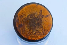 19thC France Papier Mache Snuff Box Soldier Battle Revolution War Napoleon