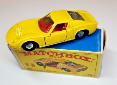 Matchbox Lamborghini Miura RW 1-75 Nr 33 VNmint seltenes hellgelb+OVP '' E '' Box