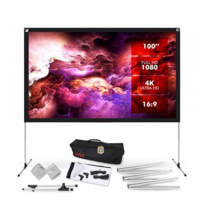 Pyle 120'' Portable Outdoor Projection Display Screen Lightweight w/ Frame Stand