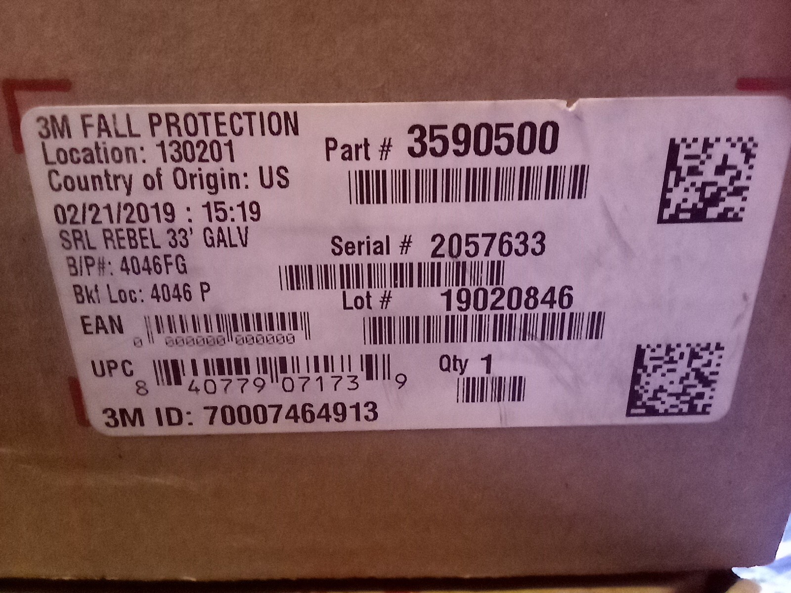 DBI Sala 3M Rebel Protecta 33 Feet Self Retracting Lifeline 3590500 for