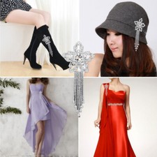 1X Rhinestone Star Epaulettes Flower Tassel Patch Sew-on Applique Clothes Luxury