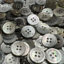 Real MOP/Mother Of Pearl Shell Button Smoke-Rainbow Classic Rim 18mm 11/16" 4h