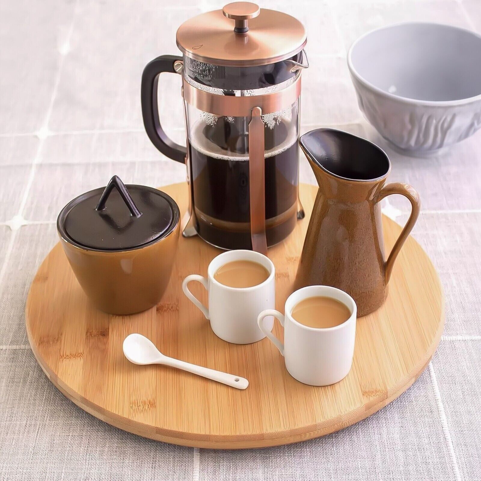 Lazy Susan Hevea Wood Round Rotating Board Turntable Food Serving Display 35cm