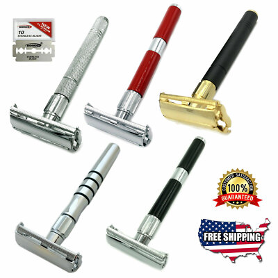 4'' LONG DOUBLE EDGE BUTTERFLY OPENING SAFETY RAZOR FOR MEN WOMEN + 5 BLADES