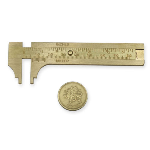 Mały miernik pomiarowy VERNIER w mosiężnych calach i rozmiarze skali MM 80 mm lub 3" narzędzie - Zdjęcie 1 z 1