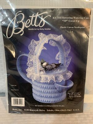 NOS Betts Plastic Canvas Needlepoint Watering Can T.P. Cover-Up Vtg #754