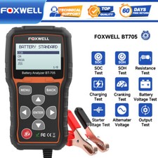 Foxwell Bt705 Car Battery Analyzer 12-24v 100-2000cca Load Tester Truck Charging