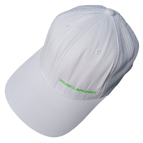 Musclepharm Baseball Ball Cap Mesh Hat Flex Fitted White Green