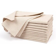 Set of 12 Linen Flax Cotton Dinner Napkins Natural Fabric with Mitered Corners