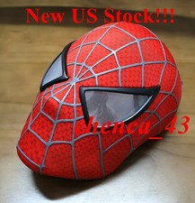 US Ship  Tobey Maguire 3D Mask w/ Faceshell  Eyes Movie Spider-Man Red/Black