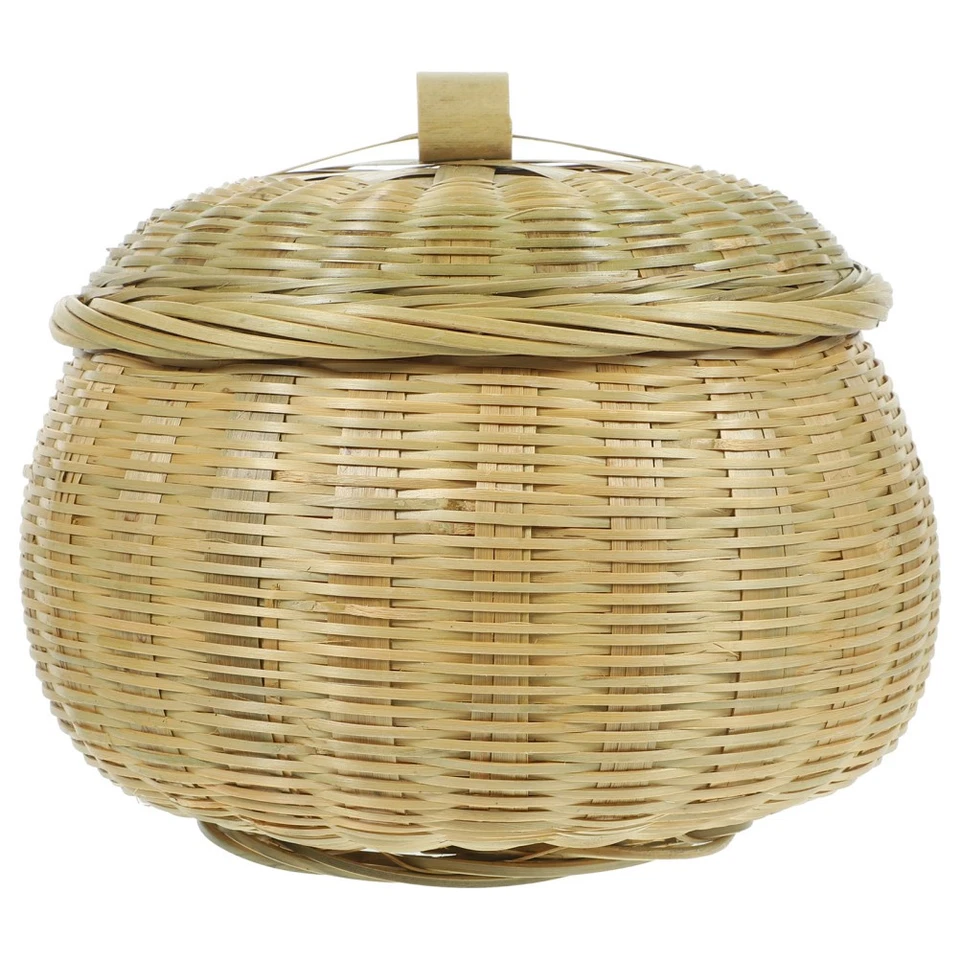 Boîte de rangement tissée en bambou, organisateur d'œufs, panier d'articles - Photo 2/4